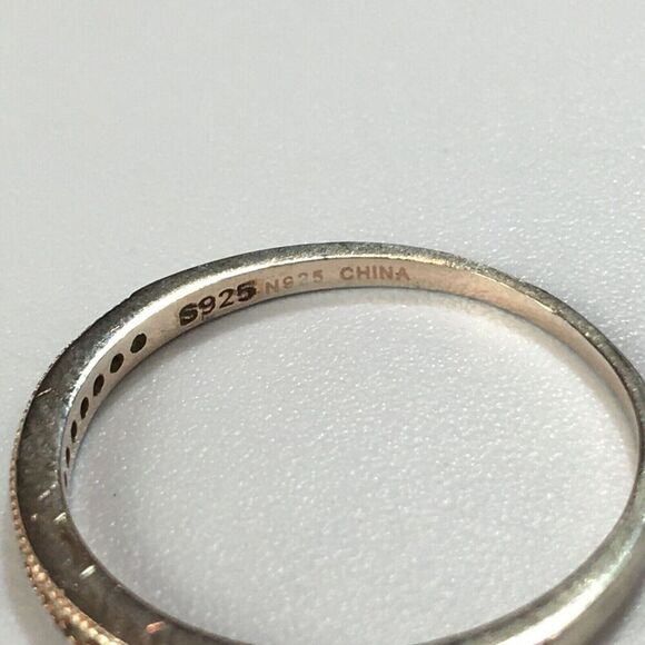 Sterling Silver Ring Size 6.75 Half Eternity Pave Style CZ Band Signed 925 - Picture 4 of 13